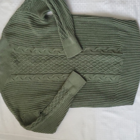 Aerie green cable knit vneck pullover sweater size XS - Picture 8 of 16